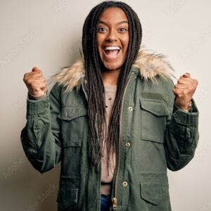 H&M Army Green Coat Faux Fur Collar Womens 0 Olive Green Jacket